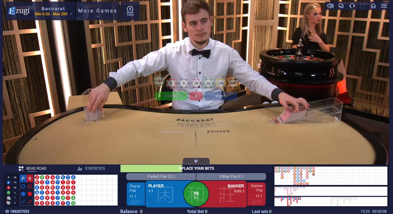 Example of baccarat available live